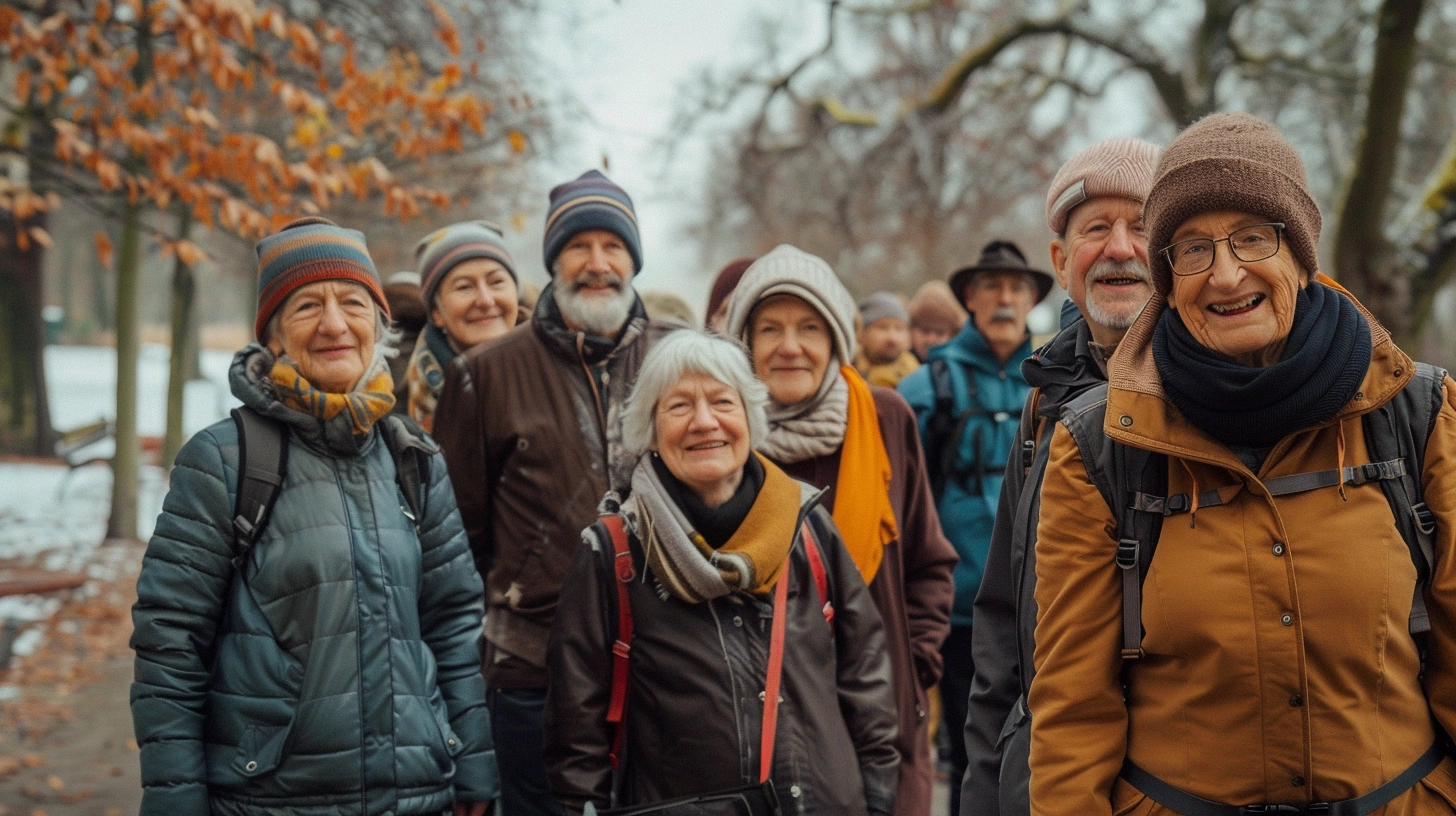 Активні пенсіонери займаються спортом на свіжому повітрі